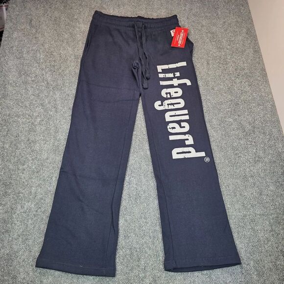 LIFEGUARD Pants - Navy Blue Wide Leg Graphic Sweatpants Size Small